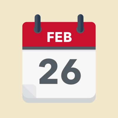 Calendar icon showing 26th February